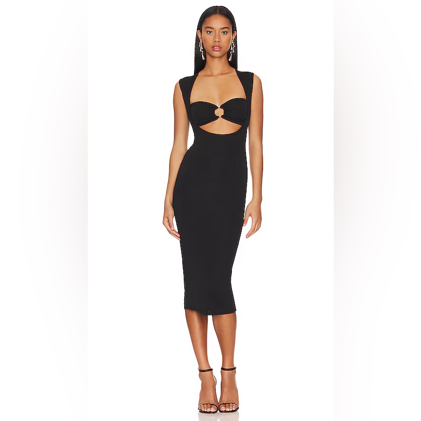 Nbd Black Cut-Out Midi Dress